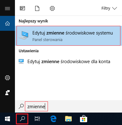 Edycja zmiennych srodowiskowych w Windows 10