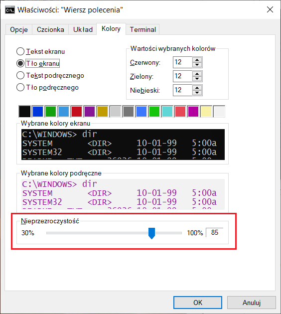 Ustawianie przezroczystości