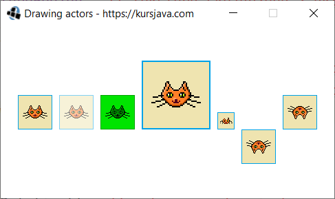 Prezentacja możliwości wyświetlania aktorów za pomocą metody draw